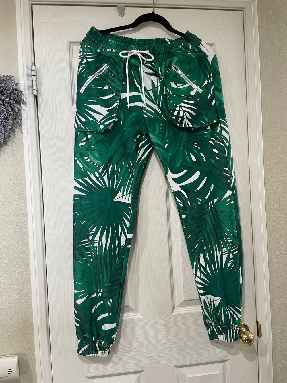 Mi Green Palm-Print Jumpsuit Romper